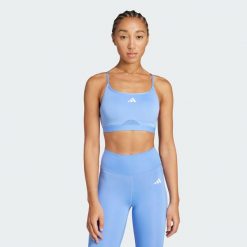 Biustonosz Aeroreact Training 3-Stripes. Niebieskie bielizna sportowa damska Adidas, l, bez wzorów, z materiału. Za 149.00 zł.