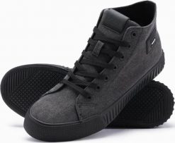 Męskie buty trampki canvas z wysoką cholewką czarne V1 OM-FOTH-0186 40. Brązowe trampki męskie Ombre, bez wzorów, przed kolano, bez zapięcia. Za 347.95 zł.