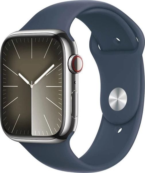Smartwatch Apple Watch 9 GPS + Cellular 45mm Silver Stainless Steel Sport S/M Niebieski (MRMN3ET/A). Niebieskie zegarki smartwatch Apple, bez wzorów. Za 4,190.33 zł.