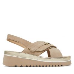 Sandały Ara. Brązowe sandały damskie Ara, bez wzorów, bez obcasa, na koturnie, bez zapięcia. Za 329.99 zł.