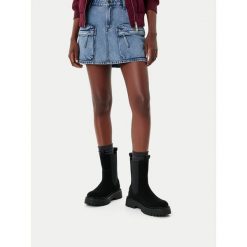 Sztyblety G-Star. Czarne botki damskie G-Star, bez wzorów, retro, bez obcasa, na płaskiej podeszwie, bez zapięcia. Za 479.99 zł.