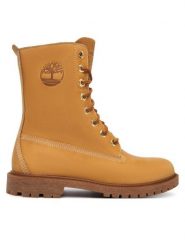 Timberland Trzewiki 8 Inch Lace Up TB0A43MXEN11 Pomarańczowy. Brązowe botki damskie Timberland, bez wzorów, ze skóry, bez obcasa, na płaskiej podeszwie, bez zapięcia. Za 899.99 zł.