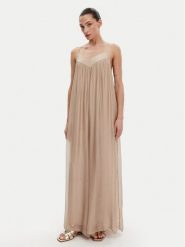 ViCOLO Kombinezon TD0588 Beżowy Relaxed Fit. Brązowe sukienki damskie ViCOLO, l, bez wzorów, z wiskozy, bez kołnierzyka, bez ramiączek. Za 379.99 zł.