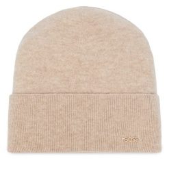 Czapka BOSS. Białe czapki damskie Boss, na zimę, bez wzorów. Za 299.99 zł.