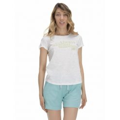 Damska koszulka Always Summer Silence Work. Białe bluzki damskie LEONE 1947 APPAREL, l, bez wzorów, z tkaniny, sportowe, bez kołnierzyka, bez ramiączek. W wyprzedaży za 79.55 zł.
