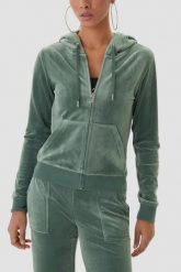 JUICY COUTURE Zielona bluza damska Gold Robertson Hoodie, Rozmiar XS. Zielone bluzy damskie Juicy Couture, s, bez wzorów, bez ramiączek, z kapturem. W wyprzedaży za 278.99 zł.