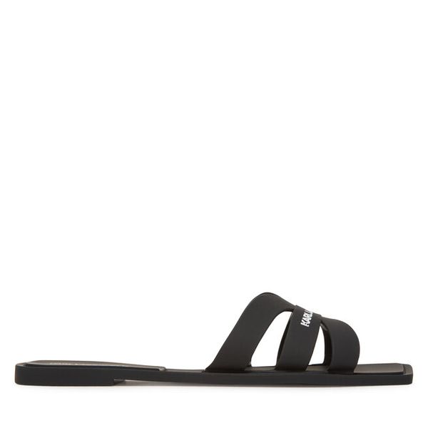 Klapki KARL LAGERFELD. Czarne klapki damskie KARL LAGERFELD, bez wzorów, bez obcasa, bez zapięcia. Za 339.99 zł.