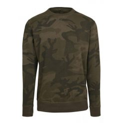 Męska Bluza Z Dekoltem W Kamuflażu. Zielone bluzy męskie BUILD YOUR BRAND, m, bez wzorów, bez ramiączek, bez kaptura. Za 174.99 zł.
