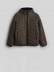 4F Kurtka dwustronna z wypełnieniem Primaloft Silver męska - khaki L. Brązowe kurtki męskie 4F, na zimę, l, bez wzorów, z syntetyku, klasyczne, bez kaptura. Za 599.99 zł.