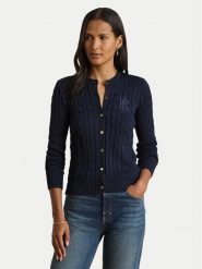 LAUREN RALPH LAUREN Kardigan 200P14040002 Granatowy Regular Fit. Niebieskie kardigany damskie Lauren Ralph Lauren, xl, bez wzorów, z wiskozy, bez kołnierzyka. Za 949.99 zł.