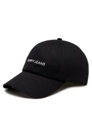 Tommy Jeans Czapka z daszkiem Linear Logo AW0AW15845 Czarny. Czarne czapki damskie Tommy Jeans, bez wzorów, z bawełny. Za 79.99 zł.