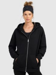 4F Bluza dresowa rozpinana z kapturem damska - czarna XL. Czarne bluzy damskie 4F, xl, bez wzorów, z dresówki, biznesowe, bez ramiączek, z kapturem. W wyprzedaży za 119.99 zł.