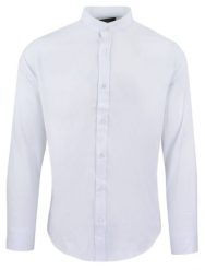 Koszula Taliowana na Stójce, Męska - Rigon - Biała. Białe koszule męskie Rigon, m, bez wzorów, z bawełny, eleganckie, bez kołnierzyka, bez ramiączek. Za 139.00 zł.