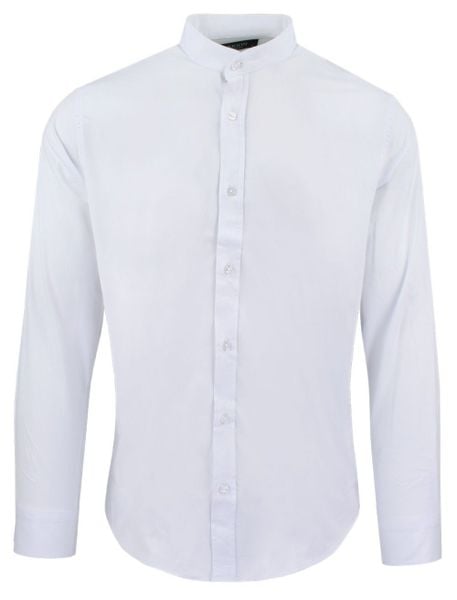 Koszula Taliowana na Stójce, Męska - Rigon - Biała. Białe koszule męskie Rigon, m, bez wzorów, z bawełny, eleganckie, bez kołnierzyka, bez ramiączek. Za 139.00 zł.