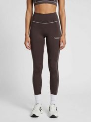 Damskie legginsy Hummel Pulse Retro. Brązowe legginsy damskie Hummel, bez wzorów, z materiału. Za 191.26 zł.
