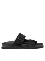 Geox Klapki U Parnaiba U651KA 00022 C9999 Czarny. Czarne klapki męskie Geox, bez wzorów, ze skóry, bez zapięcia. Za 359.99 zł.