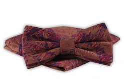 Mucha Męska z Poszetką - Alties - Brązowa ze Wzorem. Brązowe krawaty i muchy Alties, bez wzorów, eleganckie. Za 54.00 zł.