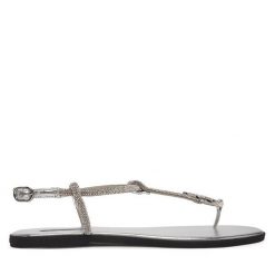 Sandały KARL LAGERFELD. Szare sandały damskie KARL LAGERFELD, bez wzorów, bez obcasa, na płaskiej podeszwie, bez zapięcia. Za 526.99 zł.