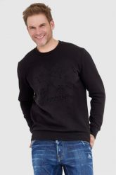 LA MARTINA Czarna bluza męska z tłoczonym logo. Czarne bluzy męskie La Martina, l, bez wzorów, bez ramiączek, bez kaptura. W wyprzedaży za 299.99 zł.