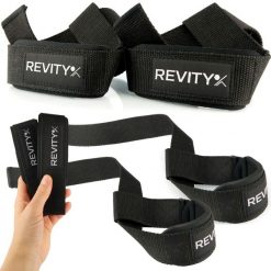 Paski do treningu siłowego Revity do martwego ciągu i ćwiczeń ze sztangą. Czarne paski damskie REVITY, sportowe. Za 49.99 zł.