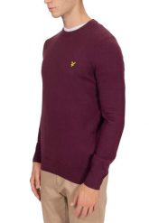 Sweter z okrągłym dekoltem z bawełny merino Lyle & Scott. Czerwone swetry męskie LYLE AND SCOTT, m, bez wzorów, z bawełny, eleganckie, bez kołnierzyka, bez ramiączek. Za 443.75 zł.