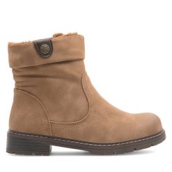 Botki Clara Barson. Brązowe botki damskie Clara Barson, bez wzorów, bez obcasa, na płaskiej podeszwie, bez zapięcia. Za 159.99 zł.