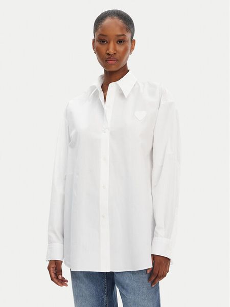 HUGO Koszula Elisana 50542985 Biały Relaxed Fit. Białe koszule damskie Hugo, bez wzorów, z bawełny, bez kołnierzyka, bez ramiączek. Za 309.99 zł.