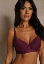 Ciemnofioletowy Biustonosz o Gładkim Wykończeniu z Kokardką Phiphise. Fioletowe biustonosze Renee, bez wzorów. Za 24.99 zł.