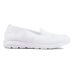 Białe tekstylne slip on damskie. Białe balerinki damskie bez wzorów, bez obcasa, bez zapięcia. Za 95.08 zł.