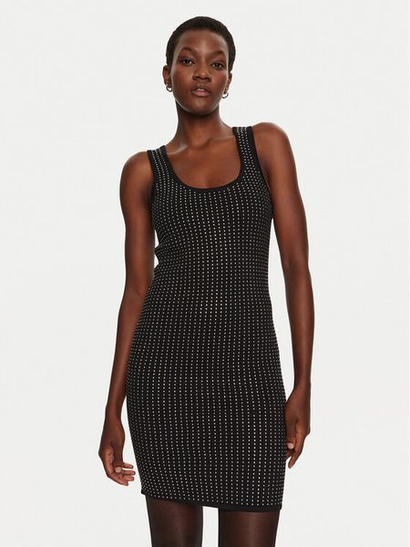 MICHAEL Michael Kors Sukienka codzienna MF482MW5ZV Czarny Slim Fit. Czarne sukienki damskie MICHAEL Michael Kors, na co dzień, m, bez wzorów, z syntetyku, bez kołnierzyka, bez ramiączek, proste. Za 669.99 zł.