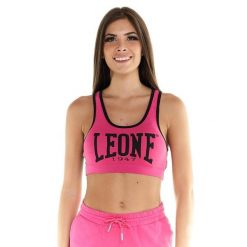 Podstawowy damski top Leone. Czerwone topy damskie LEONE 1947 APPAREL, l, bez wzorów, z tkaniny, sportowe, bez kołnierzyka, bez ramiączek. W wyprzedaży za 89.35 zł.