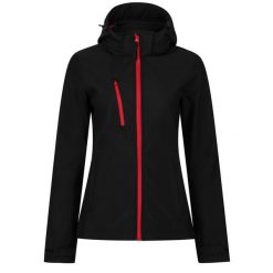 Kurtka Damska Venturer 3 Layer Hooded Soft Shell Jacket. Czarne kurtki sportowe damskie Regatta, xl, bez wzorów, bez ramiączek, bez kaptura, trekkingowe. Za 199.99 zł.