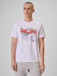4F T-shirt regular z nadrukiem męski - biały M. Białe t-shirty męskie 4F, m, bez wzorów, z bawełny, bez kołnierzyka, bez ramiączek. Za 79.99 zł.