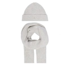 Zestaw szalik i czapka Calvin Klein Jeans. Szare czapki damskie Calvin Klein Jeans, bez wzorów, z jeansu. Za 209.99 zł.