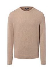 Nils Sundström Męski sweter z dzianiny Mężczyźni drobna dzianina beżowy wzorzysty, L. Brązowe swetry męskie Nils Sundström, l, bez wzorów, z bawełny, bez kołnierzyka, bez ramiączek. Za 299.95 zł.