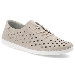 Beżowe Półbuty S.Barski Stylowe Płaskie Obuwie Ażurowe. Brązowe półbuty damskie S.BARSKI, w ażurowe wzory, z materiału, eleganckie, bez obcasa, na płaskiej podeszwie, bez zapięcia. Za 189.00 zł.