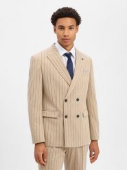 Finshley & Harding London marynarka z zestawu modułowego Mężczyźni Comfort Fit beżowy, 52. Brązowe garnitury męskie Finshley & Harding London, m, bez wzorów, biznesowe, bez kołnierzyka, bez ramiączek. Za 799.95 zł.