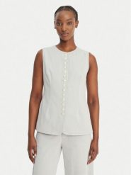 Eleh Bluzka SS260145 Błękitny Regular Fit. Niebieskie bluzki damskie Eleh, bez wzorów, z syntetyku, bez kołnierzyka, bez ramiączek. Za 499.99 zł.