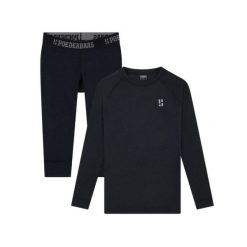 Koszulka z wełny merynosów termoutwardzalna – damska – koszula + legginsy 3/4. Czarne legginsy damskie POEDERBAAS, bez wzorów, z wełny. W wyprzedaży za 438.12 zł.