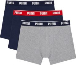 Puma Bokserki męskie Puma 3 pak granatowe, szare 947130 05 M. Szare bokserki męskie Puma, bez wzorów. Za 117.71 zł.