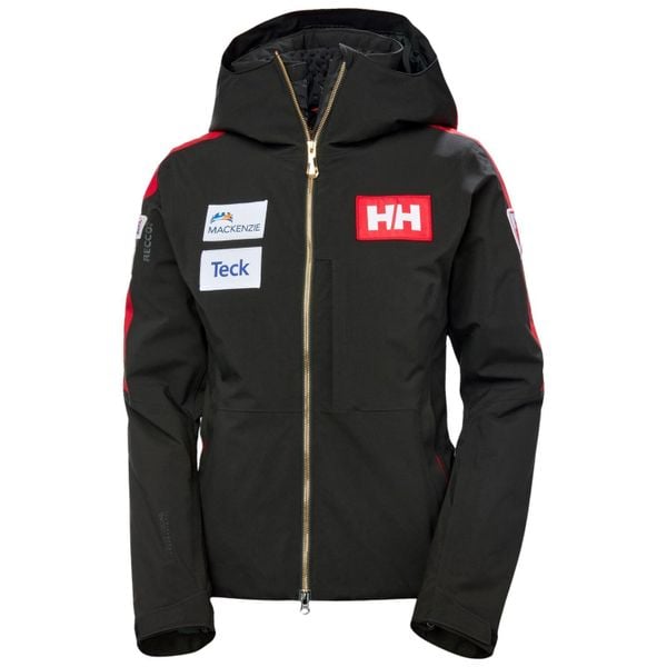 Damska ocieplana kurtka narciarska Helly Hansen World Cup. Czarne kurtki sportowe damskie Helly Hansen, na zimę, bez wzorów, bez ramiączek, bez kaptura, narciarskie. W wyprzedaży za 2,381.00 zł.