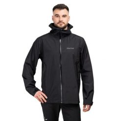 Kurtka trekkingowa męska Minimalist Pertex. Czarne kurtki męskie Marmot, m, bez wzorów, z hardshellu, bez kaptura, trekkingowe. W wyprzedaży za 749.75 zł.