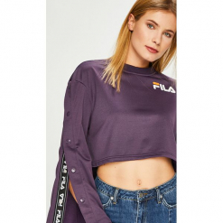 Fila - Bluza. Fioletowe bluzy damskie Fila, l, bez wzorów, z dzianiny, bez ramiączek, bez kaptura. W wyprzedaży za 179.90 zł.
