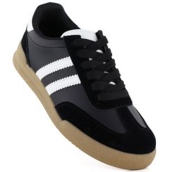 Półbuty sportowe damskie sneakersy czarne 0724-6. Czarne obuwie sportowe damskie Sabatina, bez wzorów, ze skóry ekologicznej, bez zapięcia. Za 89.99 zł.