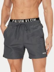 Calvin Klein Swimwear Szorty kąpielowe LV00N61015 Szary ciemny Regular Fit. Szare kąpielówki męskie Calvin Klein Swimwear, bez wzorów, z syntetyku. Za 299.99 zł.