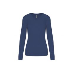 Damski sweter v-neck Kariban. Fioletowe swetry nierozpinane damskie KARIBAN, na zimę, bez wzorów, bez kołnierzyka, bez ramiączek. Za 185.00 zł.