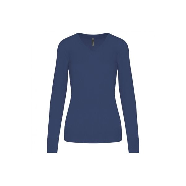 Damski sweter v-neck Kariban. Fioletowe swetry nierozpinane damskie KARIBAN, na zimę, bez wzorów, bez kołnierzyka, bez ramiączek. Za 185.00 zł.