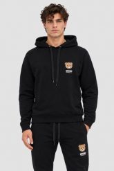 MOSCHINO Czarna bluza męska z kapturem, Rozmiar M. Czarne bluzy męskie MOSCHINO, m, bez wzorów, z kapturem. Za 859.99 zł.