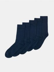 Prążkowane skarpetki z modalem 5 pack - granatowy. Niebieskie skarpety męskie Sinsay, bez wzorów, prążkowane. Za 19.99 zł.