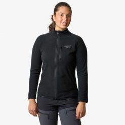 Bluza Polarowa Rozpinana Wędrówki Kobieta Geilo Szybkoschnący. Czarne bluzy damskie SWEDEMOUNT, xl, bez wzorów, z materiału, bez ramiączek, bez kaptura. Za 109.99 zł.